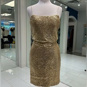 Christina Wu Gold Sequin Dress